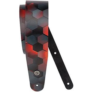 D'Addario Bedrukte lederen gitaarriem, rood hex