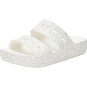 Crocs Dames Baya Platform Glitter Sandaal, Wit, 8 UK, Wit, 41/42 EU