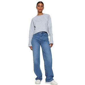 Trendyol Dames Gerade Weites Bein Hohe Taille Jeans, Blauw, 40