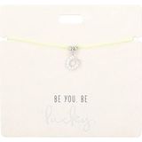 Depesche 11837-008 - Armband in geel ""Be you. Be lucky."" met zilveren bedel en decoratieve parel, variabele lengte, ideaal als cadeau-idee.