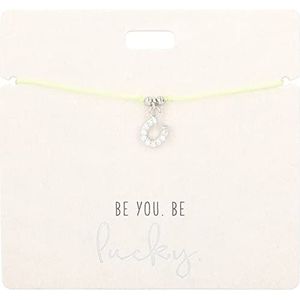 Depesche 11837-008 - Armband in geel ""Be you. Be lucky."" met zilveren bedel en decoratieve parel, variabele lengte, ideaal als cadeau-idee.