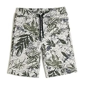 Koton Boys's Trekkoord Zakken Katoenen Shorts, Groen design (7d8), 6-7 Jaar