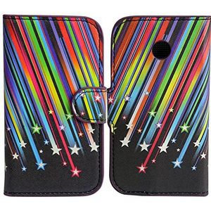 Motorola Moto E kunstleer sterren sterren design beschermhoes mobiele telefoon case flip tas cover thematys®