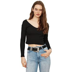 Trendyol Dames zwart-wit Crop 2-pakket gebreide blouse blouse, zwart en wit, extra groot