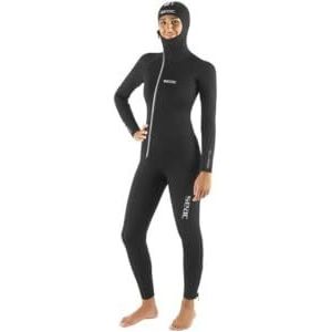 SEAC Club Lady wetsuit 7 mm met geïntegreerde capuchon, Powertex beschermers in de schouders, knie- en billen vrouwen, zwart, L