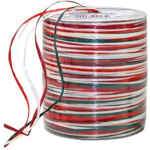C.E. Pattberg RAFFIA Meerkleurig rood-groen-wit lint, 50 meter cadeaulint voor het inpakken van geschenken, 5-strengs lint voor geschenken, accessoires voor decoratie en handwerk, voor elke