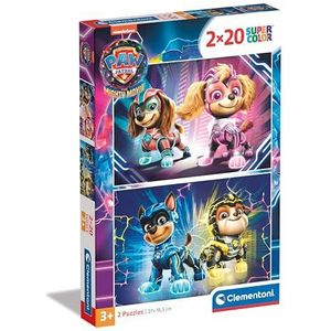 Clementoni - Paw Patrol Supercolor Patrol-2x20 (incl. 2 20 delen) kinderen 3 jaar, cartoon-puzzel, Made in Italy, meerkleurig, 24805
