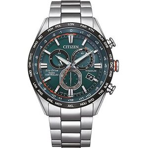Citizen Heren chronograaf eco-drive horloge met titanium armband, groen, Eén maat, armband