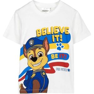Korte T-shirt Single Jersey Paw Patrol, Wit, 3 Jaren