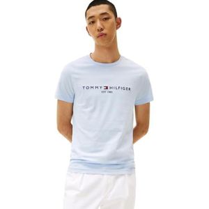 Tommy Hilfiger Men's Embroidered Logo Tee, Breezy Blue Medium