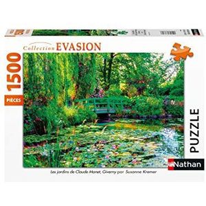 Nathan 87800 puzzel, de tuinen van Claude Monet, Giverny, volwassenen en kinderen vanaf 14 jaar, hoogwaardige puzzel, collectie Evasion, 1500 stukjes