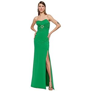 Trendyol Dameslijn Regular Fit Geweven Avondjurk, Emerald, 32