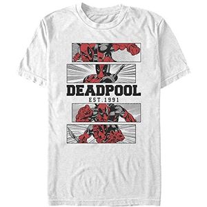 Marvel Deadpool - DEADPOOL 4 PANEL 2 TONE Unisex Crew neck T-Shirt White S