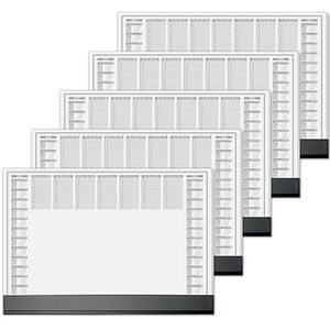 SIGEL HO365 Set van 5 papieren blokken, kalenders voor 2 jaar en week, A2 (59,5 x 41 cm), wit met zwarte beschermstrip, 5 x 40 vellen