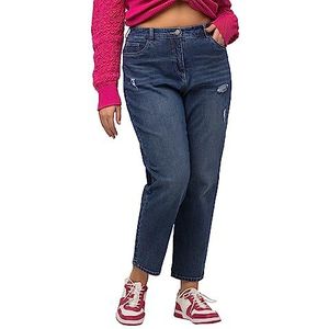 Ulla Popken Mom-jeans, 815768, grote maten plus size, casual pasvorm, 5-pocket-snit, Denim Blauw, 60 NL