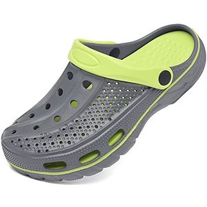 Uniseks Klompschoenen, pantoffels voor de zomer, strandsandalen, slippers, tuinschoenen met voetbed van zacht materiaal, grijs, 36/37 EU