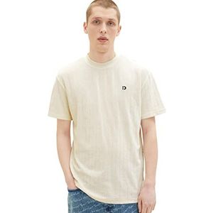 TOM TAILOR Denim Heren Relaxed Fit T-shirt in verlour-look, 31956 - Stripe Towelling Jacquard, XXL