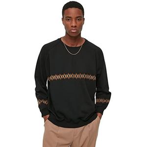 TRENDYOL MAN Sweatshirt - Zwart - Oversize, Zwart, XS