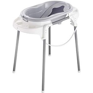 Rotho Babydesign 'TOP' Volledige badset, met babybadje, badstandaard, badinzet en afvoerslang, badstation, 0 - 12 maanden, stone grey (grijs), 21042028601
