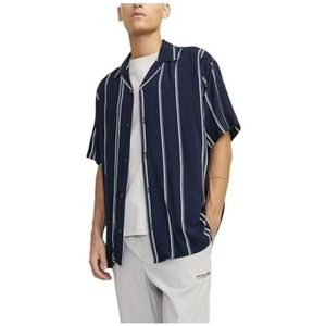 JCOJEFF AOP Resort Shirt SS Relax, Navy Blazer/Stripes: streep, M