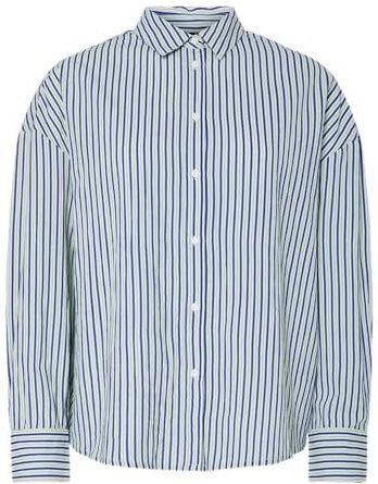 PIECES - Gestreepte Blouse - Blauw - Katoen