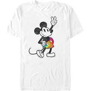 Disney Heren Tie Dye Mickey Stroked T-shirt, wit, S
