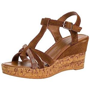 MARCO TOZZI dames Wigsandaal Marco Tozzi Damen 2-2-28387-20, Cognac Kam, 41 EU