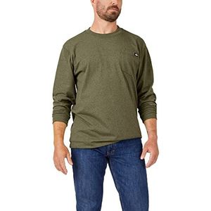 Dickies Mannen lange mouw zwaargewicht ronde hals werk Utility T-Shirt - groen - XL