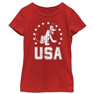 Disney Characters Pluto USA Girl's Solid Crew Tee, Rood, X-Small, Rot, XS