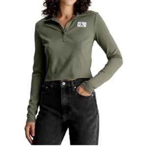Calvin Klein Jeans Dames Polokraag Milano Regular Top Overige Knit, Dusty Olijf, M
