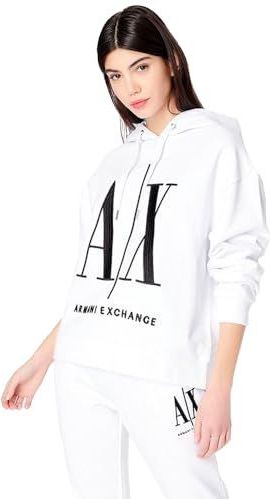 Armani Exchange A|X Icon Project Capuchontrui voor dames, Opt.White, L, Opt.white, L