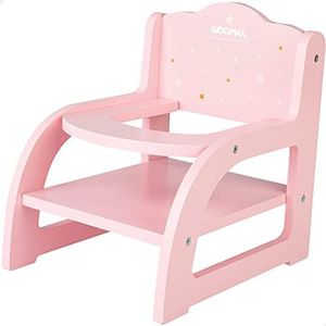 ColorBaby Woomax 49365 - Woomax-kinderstoel van hout voor poppen + 3 A