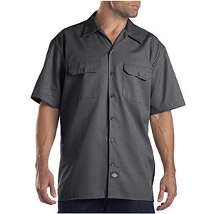 Dickies Flex Twill Werkshirt met korte mouwen voor heren, groot, Houtskool V1, 3XL