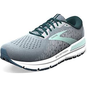 Brooks Women's Addiction GTS 15 Ondersteunende hardloopschoen, Grijs/Marineblauw/Aqua, 37.5 EU breed