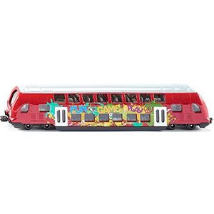 siku 1791, Double-Decker Train, 1:87, Metal/Plastic, Red, Graffiti design, Compatible with other siku toys