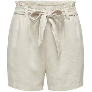JACQUELINE DE YONG JDY Dames korte stoffen shorts zomer hot pants paperback bermuda broek van linnen met bindband JDYSAY, kleuren: zand, maat dames: 46 / XXXL, beige, 46 NL