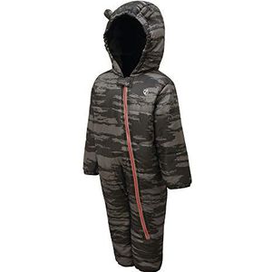 Dare 2b Kid's Bambino Waterdicht en Ademend Hoog Geïsoleerd Hooded Karakter Regen en Sneeuwpak, Grijs (Ebony Grey Camo), 0-6 maanden (S)