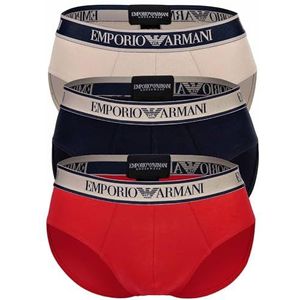 Emporio Armani Heren 3-pack slip, nude/marine/rood, L (Pack van 3), Naakt/Marine/Rood, L