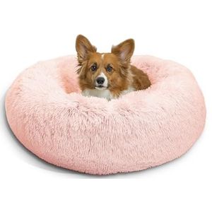 Best Friends by Sheri The Original Calming Donut katten- en hondenbed in Shag Fur Suikerspin Roze, Medium 30x30