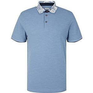 TOM TAILOR Poloshirt voor heren met patroon kraag, 12364 - Grijs Mid Blauw, M