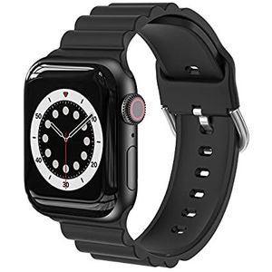 Armband compatibel met Apple Watch armband 38 mm 40 mm, 41 mm, 42 mm, 44 mm, 45 mm, siliconen armband, compatibel met iWatch SE/Series 7 6 5 4 3 2 1, 38 mm/40 mm/41 mm (zwart), zwart., 38mm/40mm/41mm