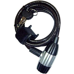 Point Spiraal kabelslot - twee sleutels - klittenband houder, zwart, 180 cm, 12022501