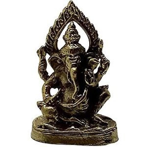 VIE Naturals Miniatuur Messing Beeldjes, Ganesh Zitting Holding Placque, Multicolor, One Size
