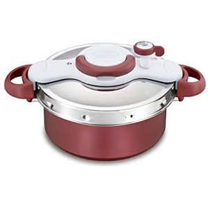 Tefal Clipso Minut Duo snelkookpan 5 l aluminium met 5 veiligheidssystemen en eenvoudige sluiting met één hand, grijs/rood P47051