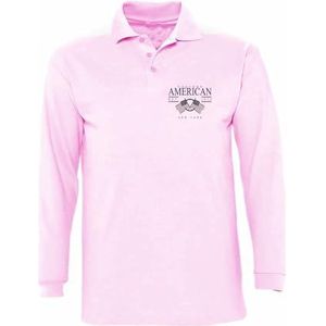 American College Sweatshirt met lange mouwen, roze poloshirt voor kinderen, maat 16 jaar, model AC8, 100% katoen, Roze, 16 ans