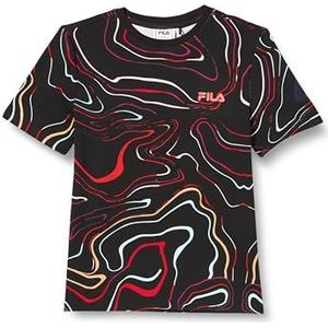 FILA MeisjesSUVA T-shirt, Black Colour Waves AOP, 170/176, Black Colour Waves Aop, 170/176 cm