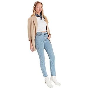 Trendyol Vrouwen Hoge Taille Rechte Been Bootcut & Flared Jeans, Blauw, 68