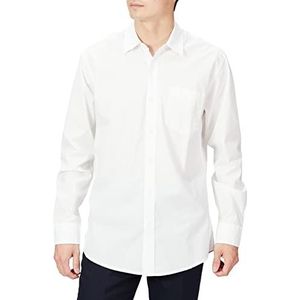 Amazon Essentials Men's Casual poplin overhemd met normale pasvorm en lange mouwen, Wit, S
