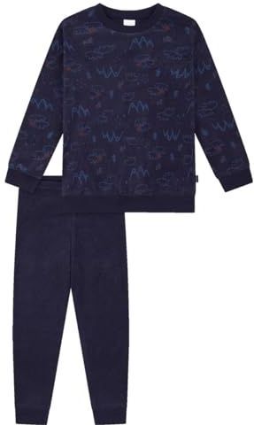 Schiesser - Jongenspyjama Set - Donkerblauw - Warme Kwaliteit Badstof - Fleece - Interlock