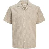 Jack & Jones - Overhemd - Donkerbeige/Wit - Comfort Fit - Kwartmouw